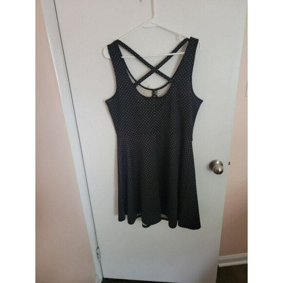 H&M NWT Womens Large Black with White Dots Mini Dress - Picture 2 of 7